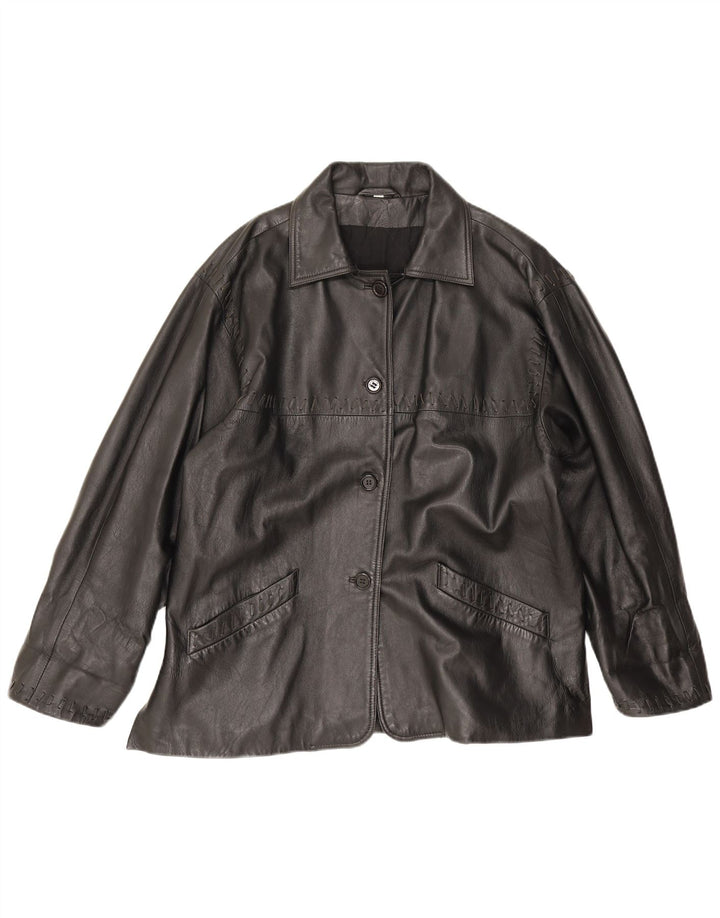 Conbipel Dame Oversized Læderjakke IT 44 Medium Sort Læder