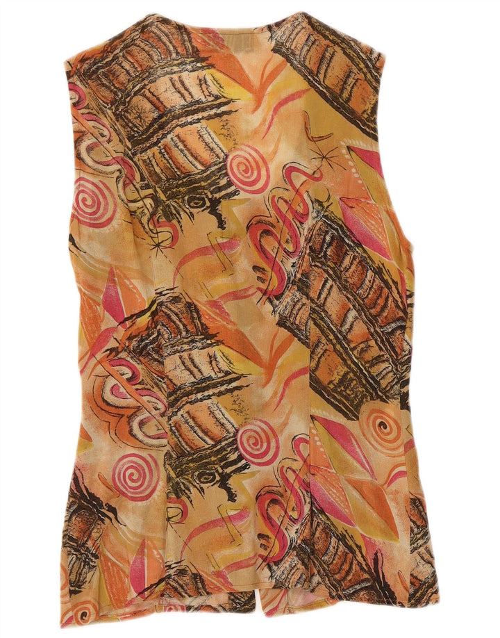 VINTAGE Womens Abstract Pattern Sleeveless Shirt Blouse IT 44 Medium Beige