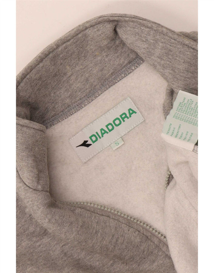 Diadora Herre grafisk sweatshirt med lynlåshals lille grå bomuld