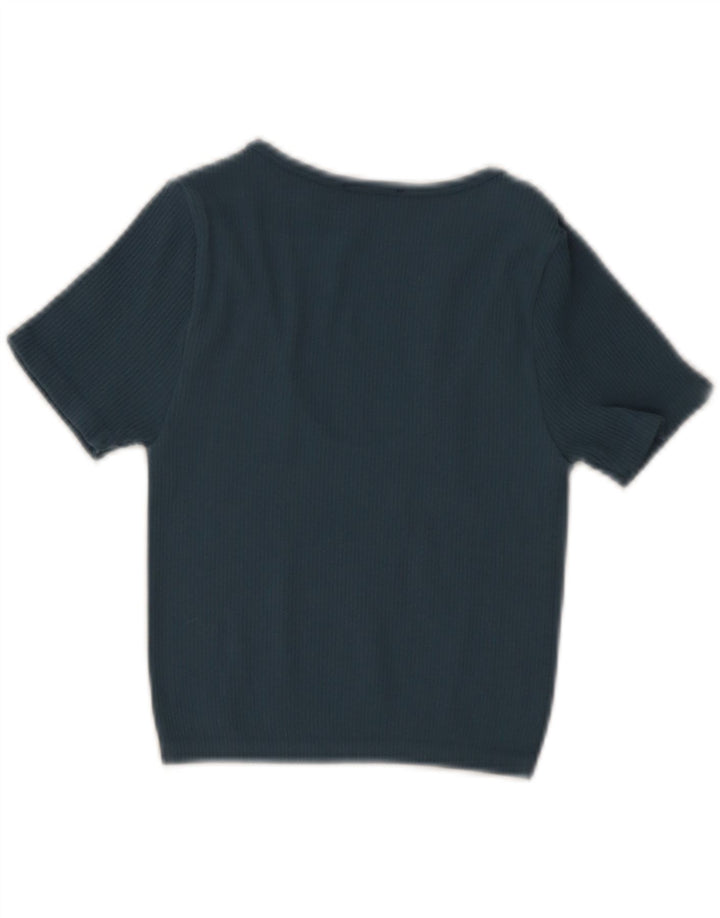 ZARA Womens Crop Blouse Top UK 4 XS Blue Vintage Zara and Second-Hand Zara from Messina Hembry 