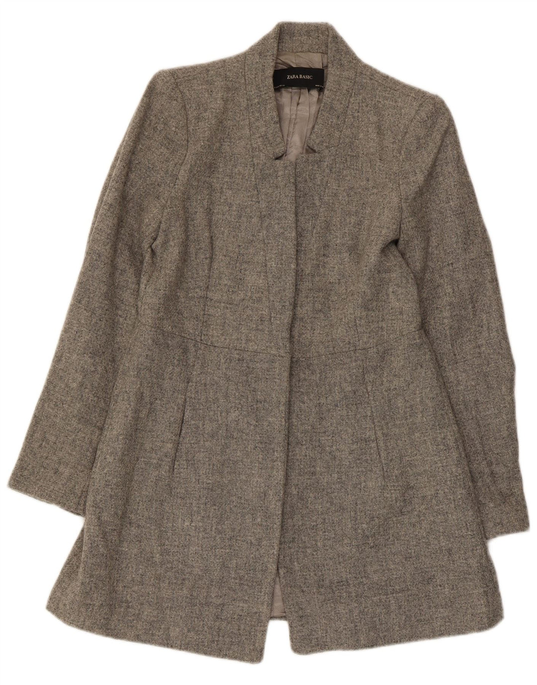 Zara Dame Longline Blazer Jacket UK 12 Medium Grey Uld