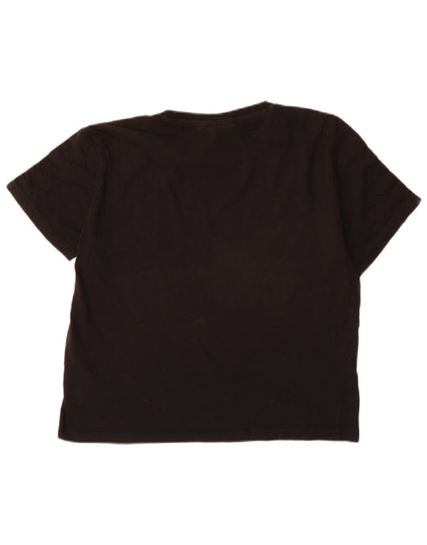 Fila Dame Grafisk T-Shirt Top UK 14 Medium Sort Colourblock Bomuld