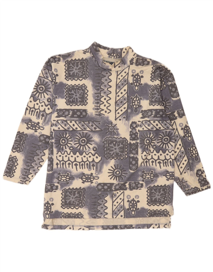 Vintage herre sweatshirt jumper XL blå geometrisk bomuld