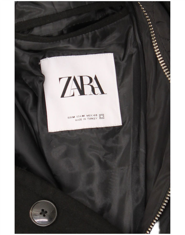 Zara Herre Overfrakke UK 38 Medium Sort Polyester