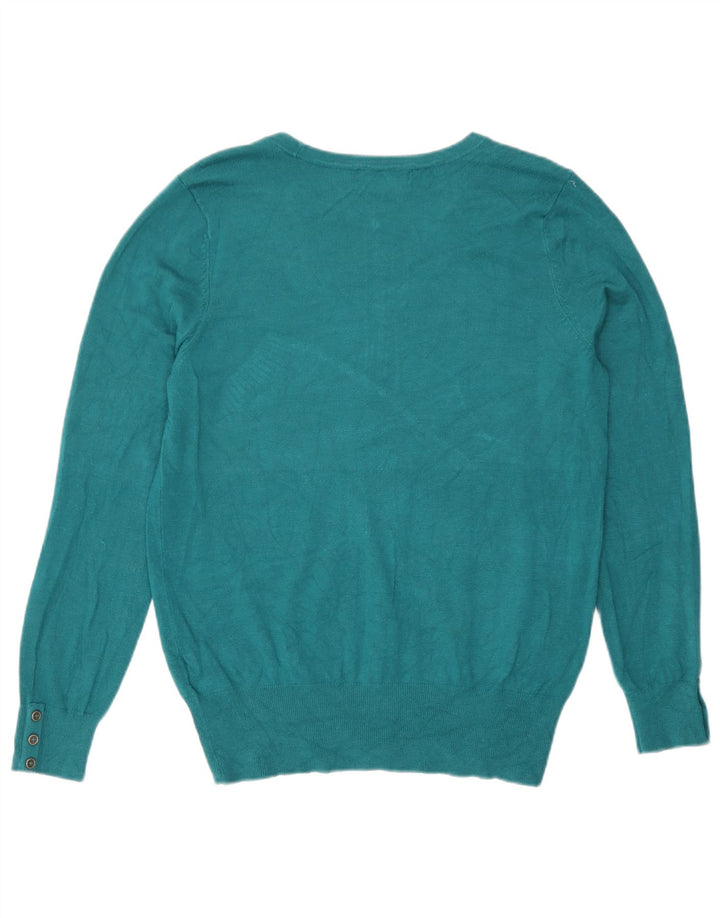 Marks & Spencer Dame V-hals sweater UK 16 Stor turkis viskose