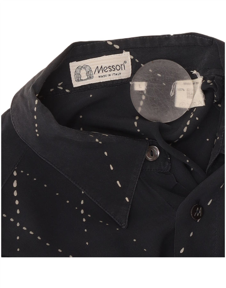 MESSORI Kortærmet Herreskjorte Stor Marineblå Argyle/Diamond Silke