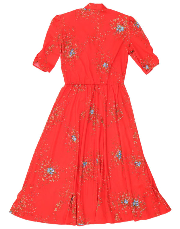 Vintage Womens A-Line Dress UK 12 Medium Red Floral