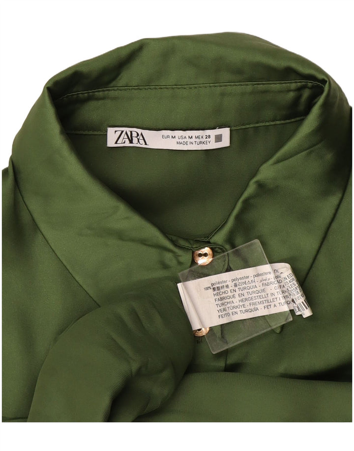 Zara skjortekjole til kvinder UK 14 Medium Green Polyester