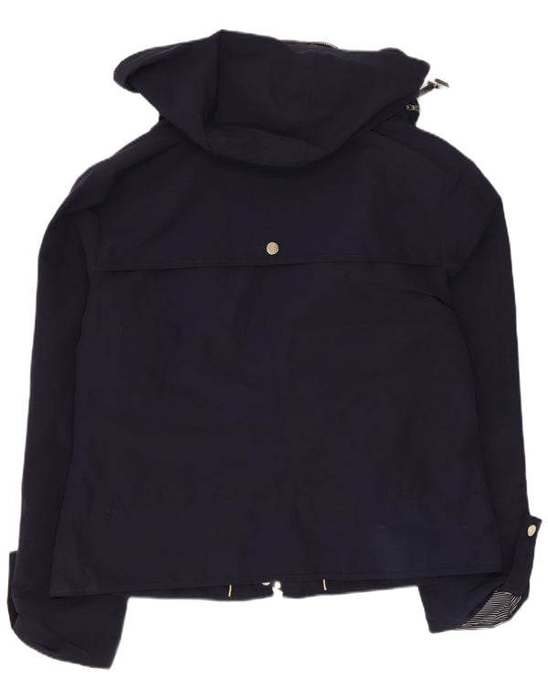 Marks & Spencer Trench Coat med hætte til kvinder UK 12 Medium Navy Blue