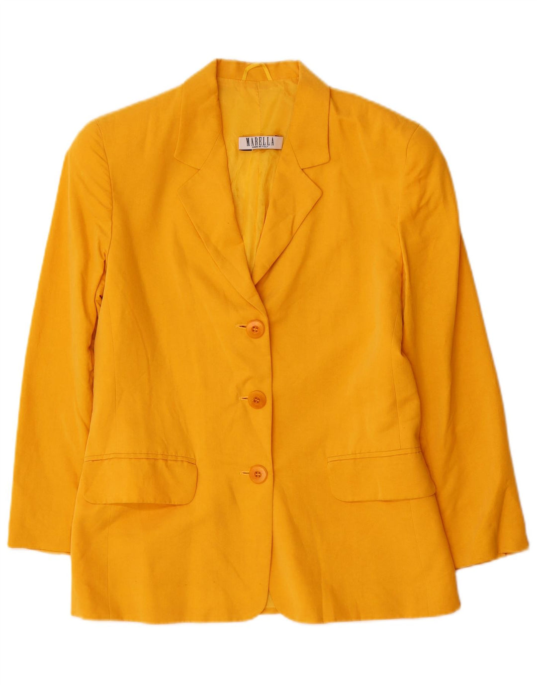 Marella Dame 3 Button Blazer Jacket UK 10 Small Yellow Viscose