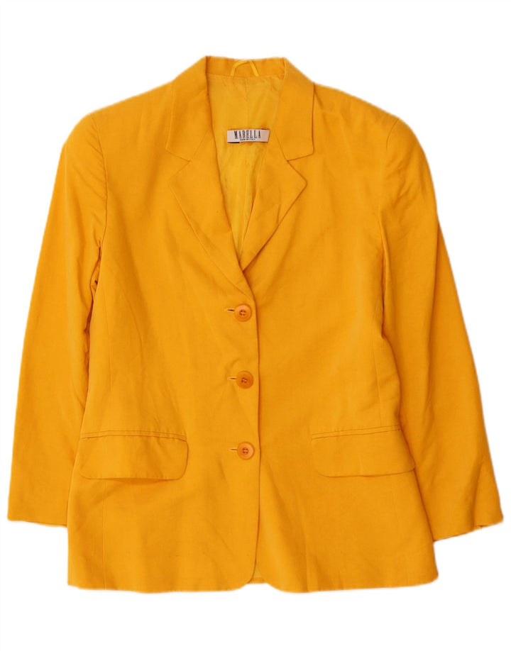 Marella Dame 3 Button Blazer Jacket UK 10 Small Yellow Viscose