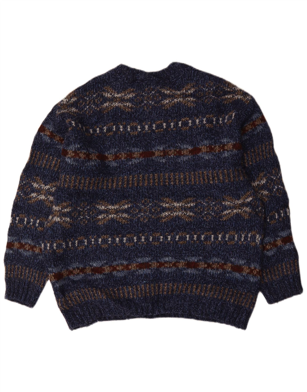 Marks & Spencer Herre sweater med rund hals, stor marineblå Fair Isle
