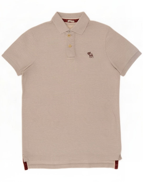 Abercrombie & Fitch Poloshirt til mænd, lille grå flækket bomuld