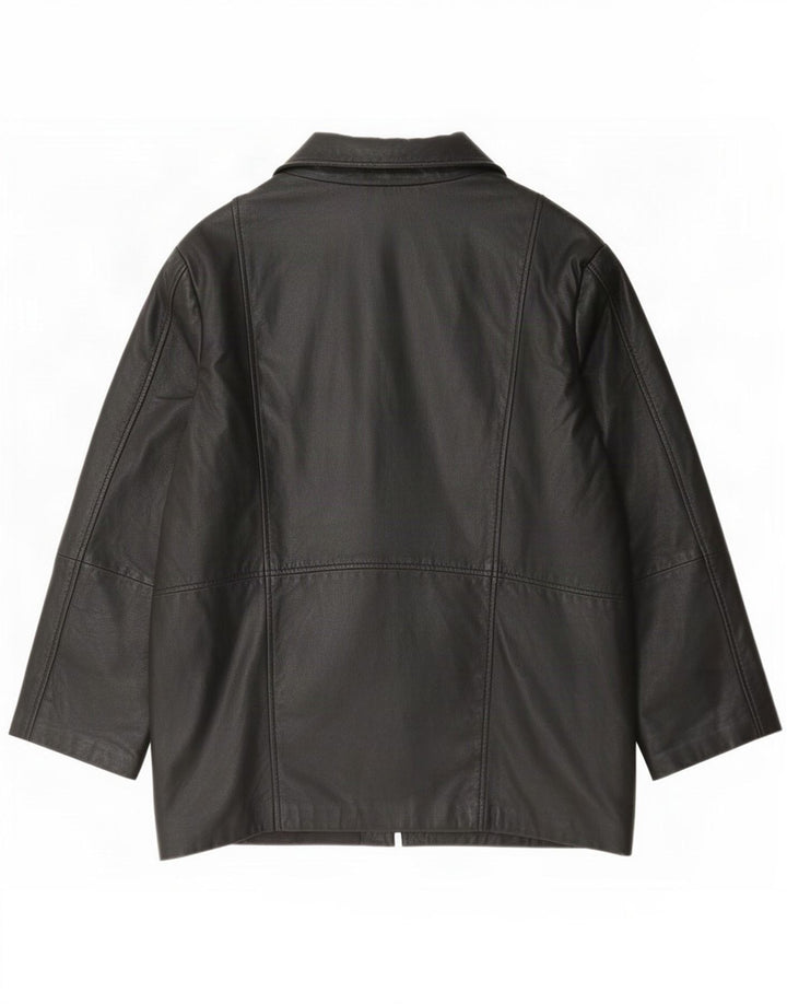 Vintage dame 2-knaps læder blazerjakke UK 16 Large Black