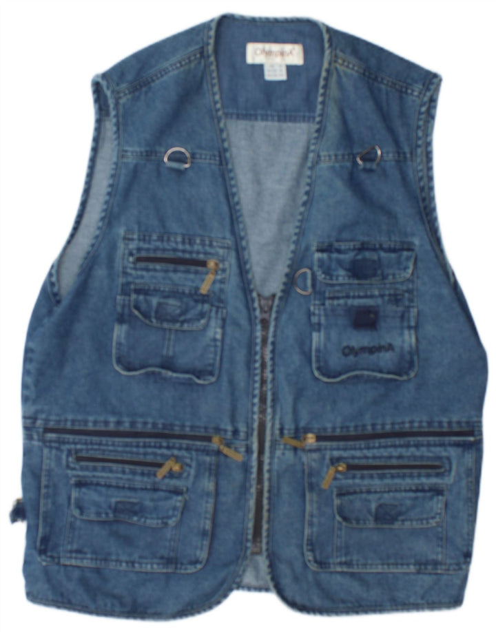 Olympia Herre Denim Utility Gilet UK 38 Medium Blue Cotton