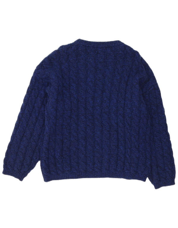 Benetton Herre Boat Neck Jumper Sweater IT 50 Medium Navy Blue Virgin Wool