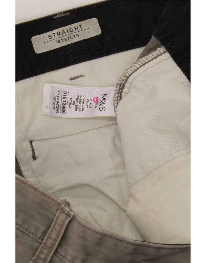 Marks & Spencer Straight Chino-bukser til mænd W38 L29 Grå bomuld