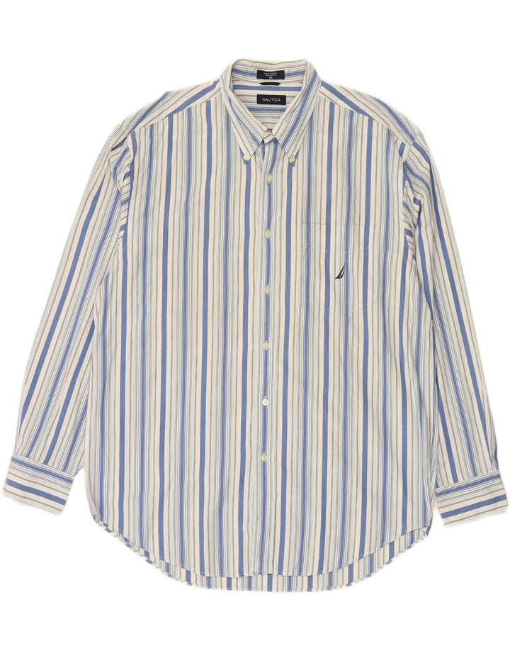 NAUTICA Mens Shirt XL Blue Striped Cotton Vintage Nautica and Second-Hand Nautica from Messina Hembry 