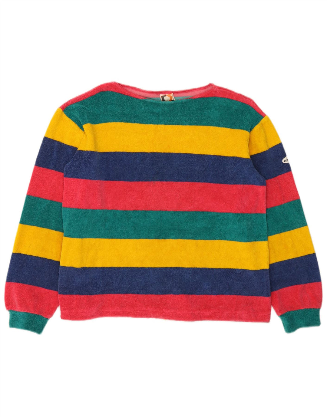 Vintage dame fleecetrøje IT 44 Medium flerfarvet stribet bomuld