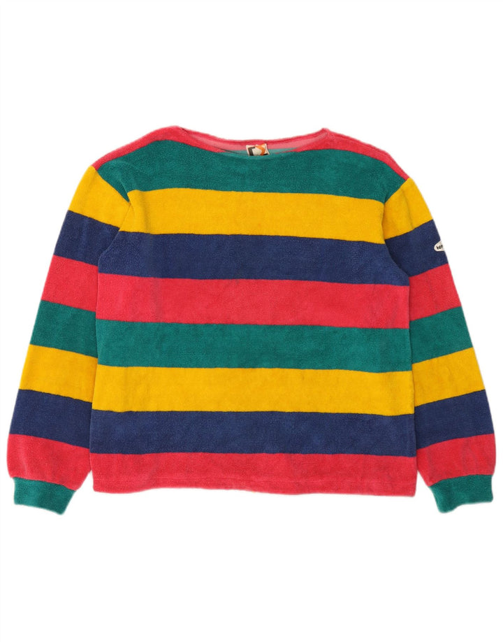 Vintage dame fleecetrøje IT 44 Medium flerfarvet stribet bomuld