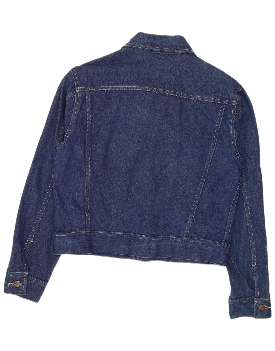 Vintage Dame Crop Denim Jacket IT 50 XL Marineblå Bomuld