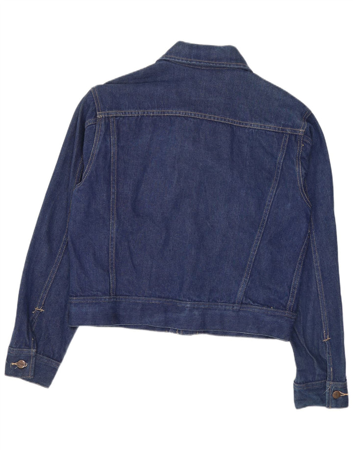 Vintage Dame Crop Denim Jacket IT 50 XL Marineblå Bomuld