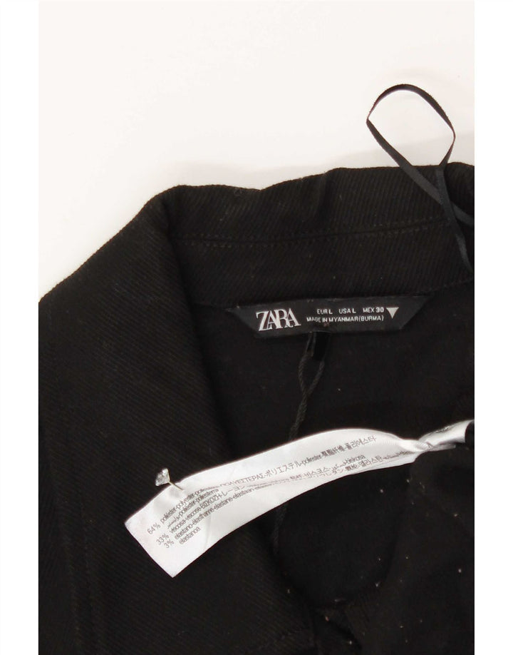 Zara Womens Oversized Overcoat UK 16 Large Black Polyester