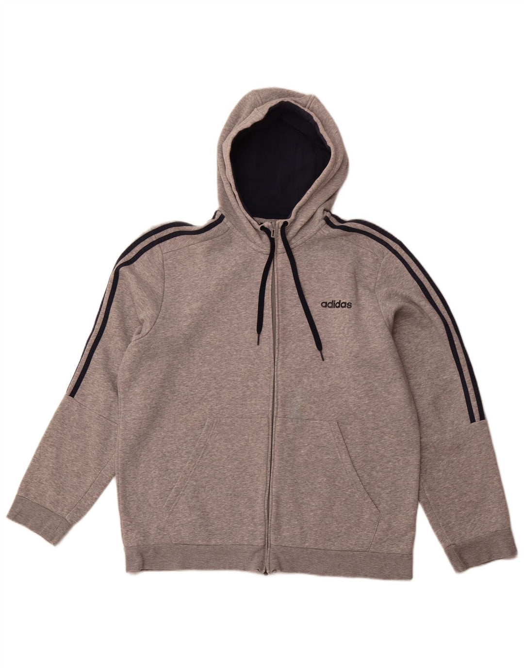ADIDAS Mens Zip Hoodie Sweater XL Grey