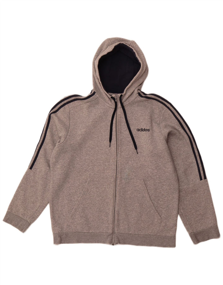 ADIDAS Mens Zip Hoodie Sweater XL Grey