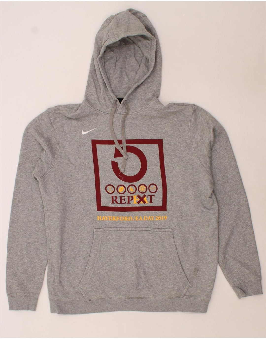 NIKE Mens Graphic Hoodie Jumper Large Grey Cotton Vintage Nike and Second-Hand Nike from Messina Hembry 