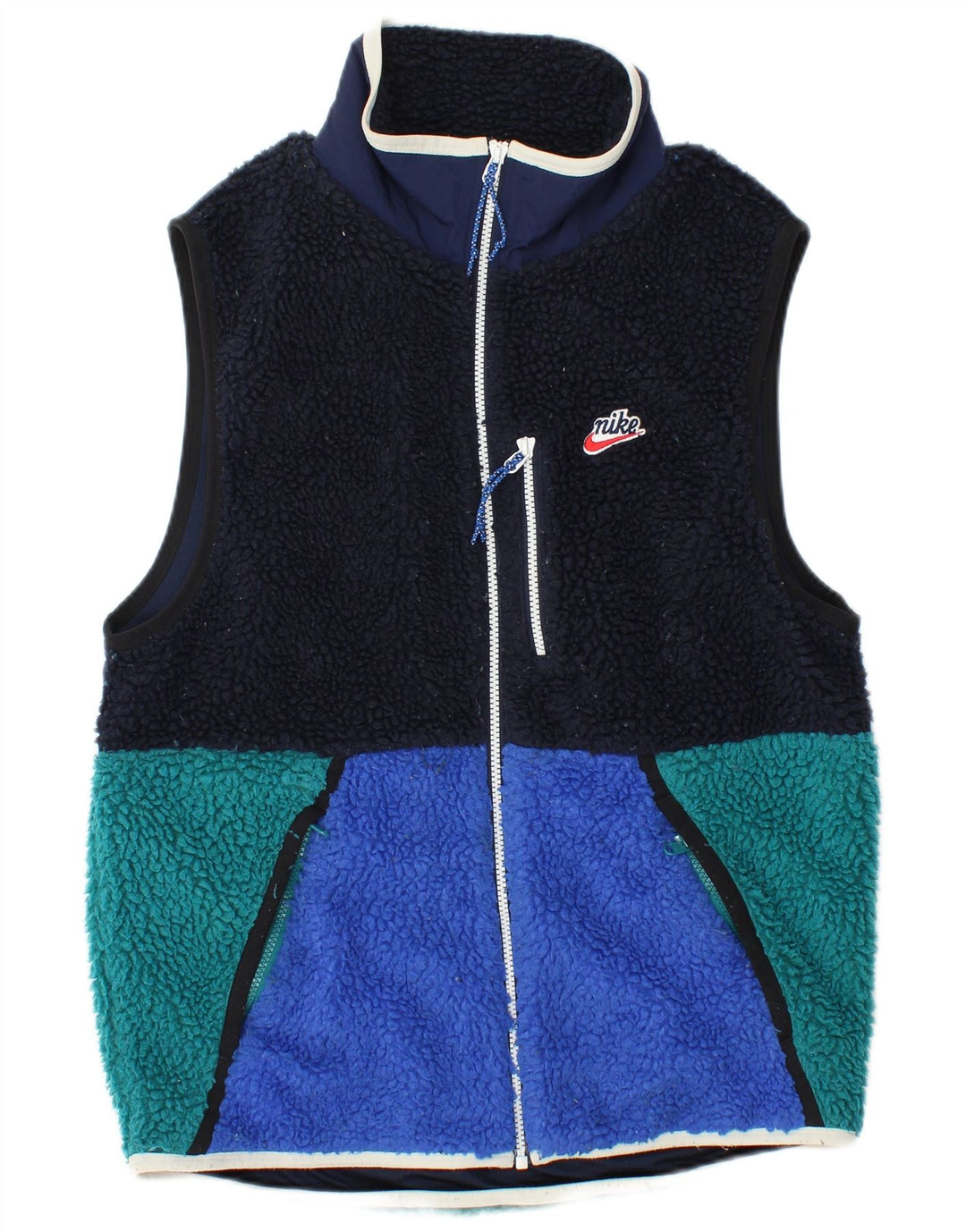 NIKE Herre Fleece Gilet UK 36 Small Navy Blue Colourblock Polyester Sports