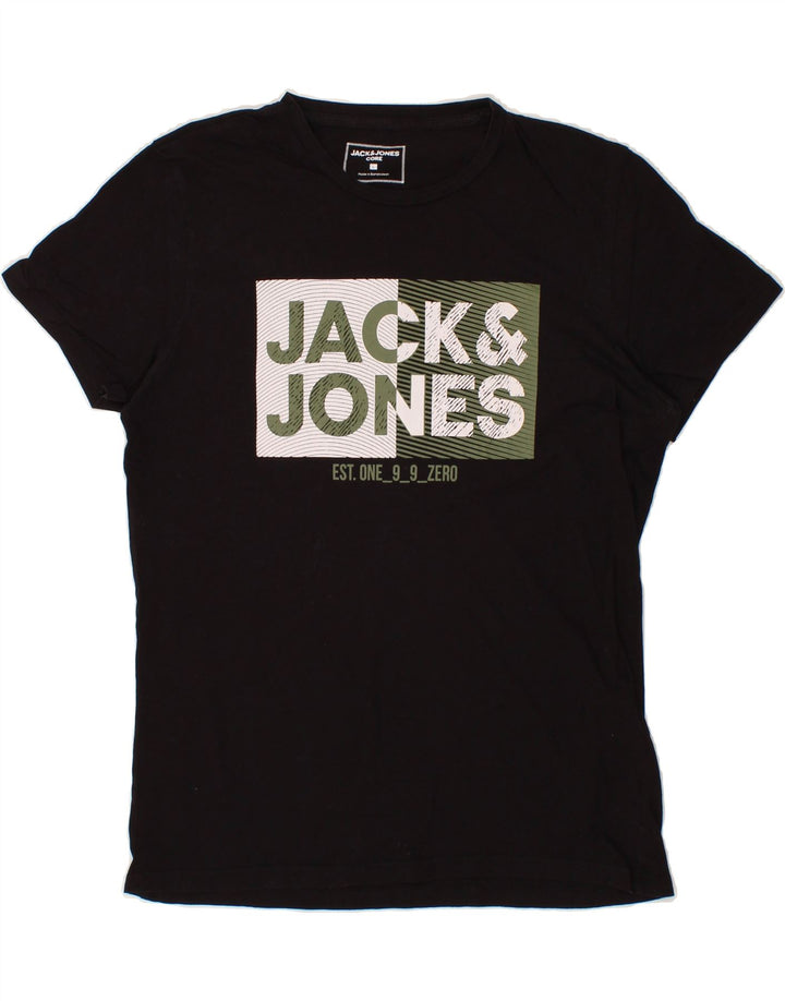 JACK & JONES Mens Core Graphic T-Shirt Top Large Black Cotton Vintage Jack & Jones and Second-Hand Jack & Jones from Messina Hembry 