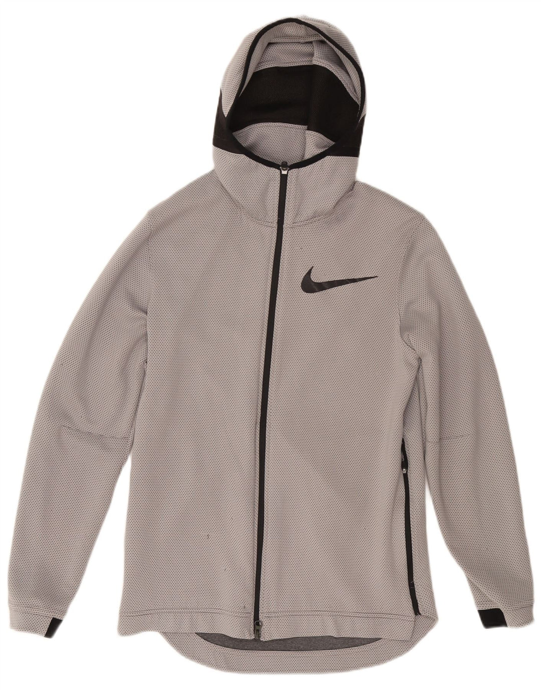 NIKE Herre Basketball Hættetrøje Sweater med lynlås, lille grå polyester
