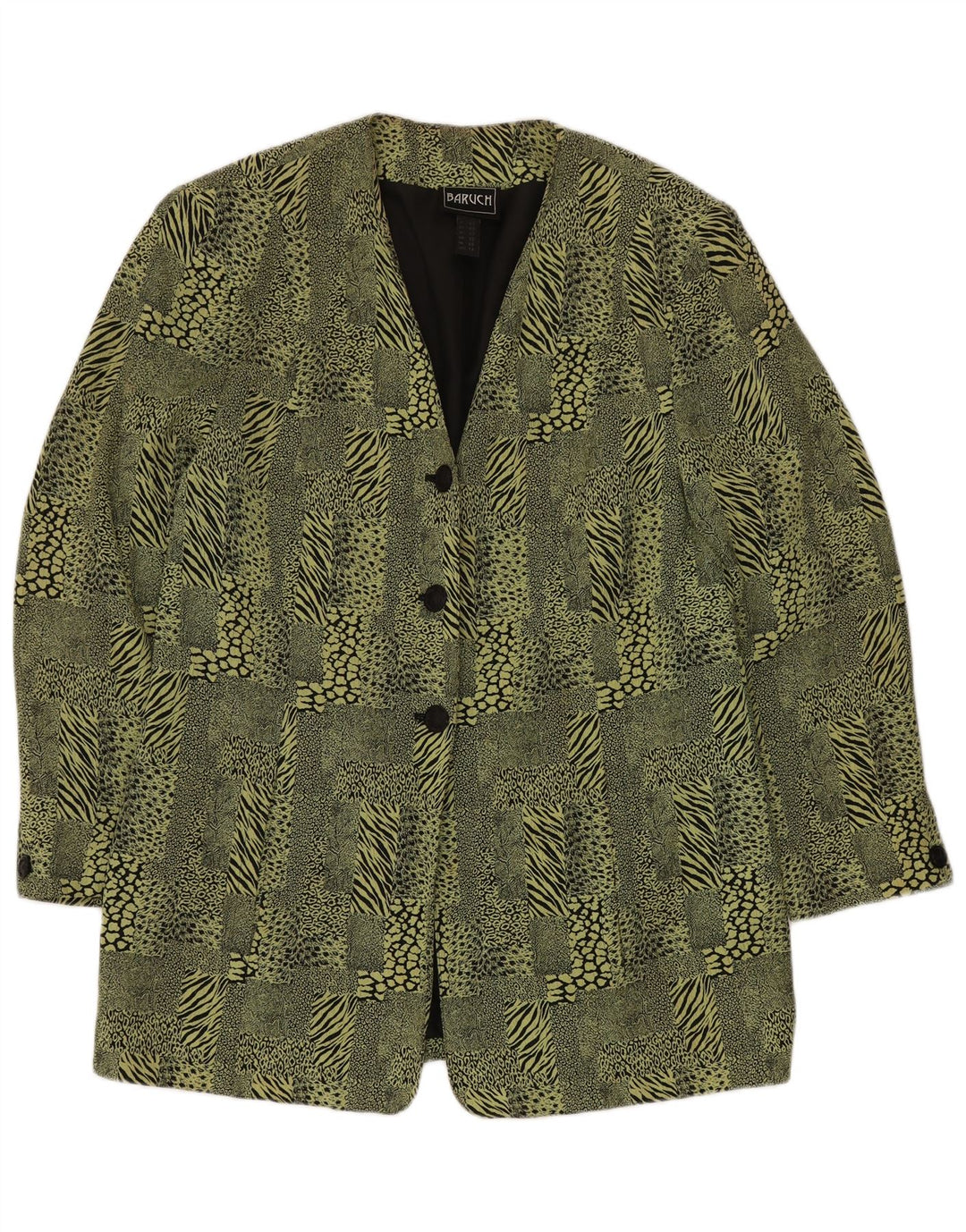 BARUCH Dame Longline Blazer Jacket UK 16 Large Green Animal Print