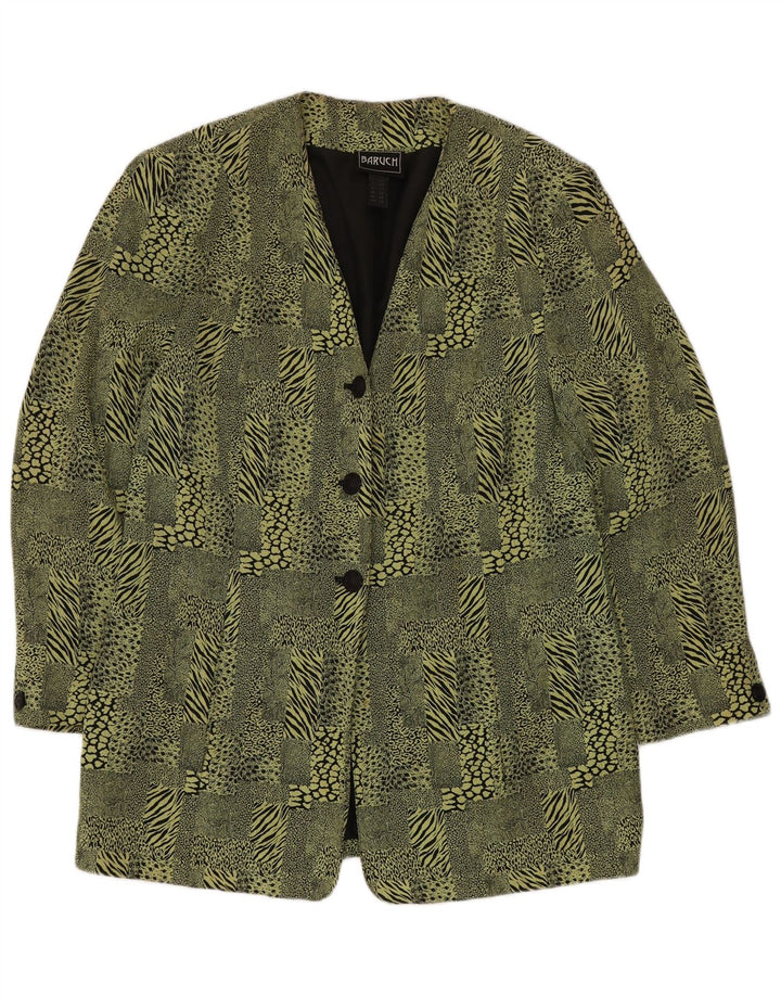 BARUCH Dame Longline Blazer Jacket UK 16 Large Green Animal Print