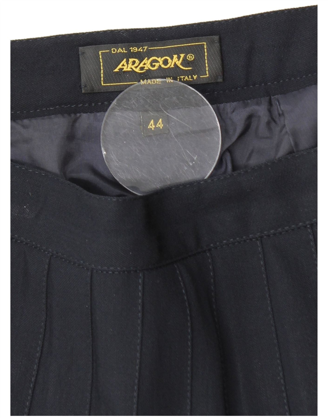 VINTAGE plisseret nederdel til kvinder IT 44 Medium W28 Marineblå jomfruuld