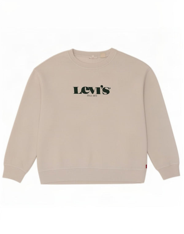 Levi's Womens Graphic Oversized Sweatshirt Jumper UK 16 Large White Cotton