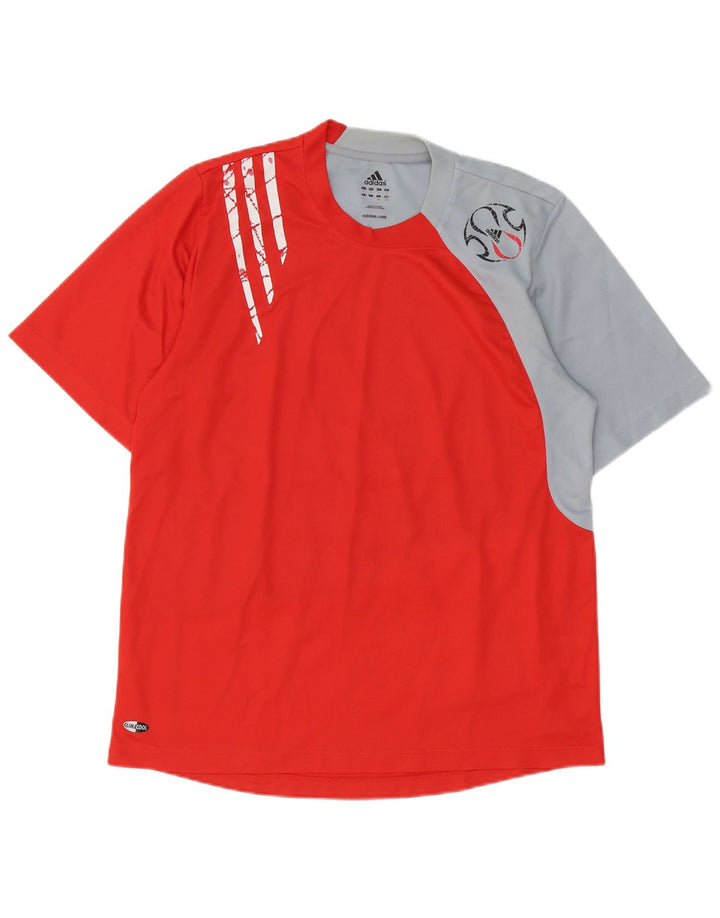 Adidas Herre Climacool Grafisk T-Shirt Top Stor Rød Colourblock Polyester