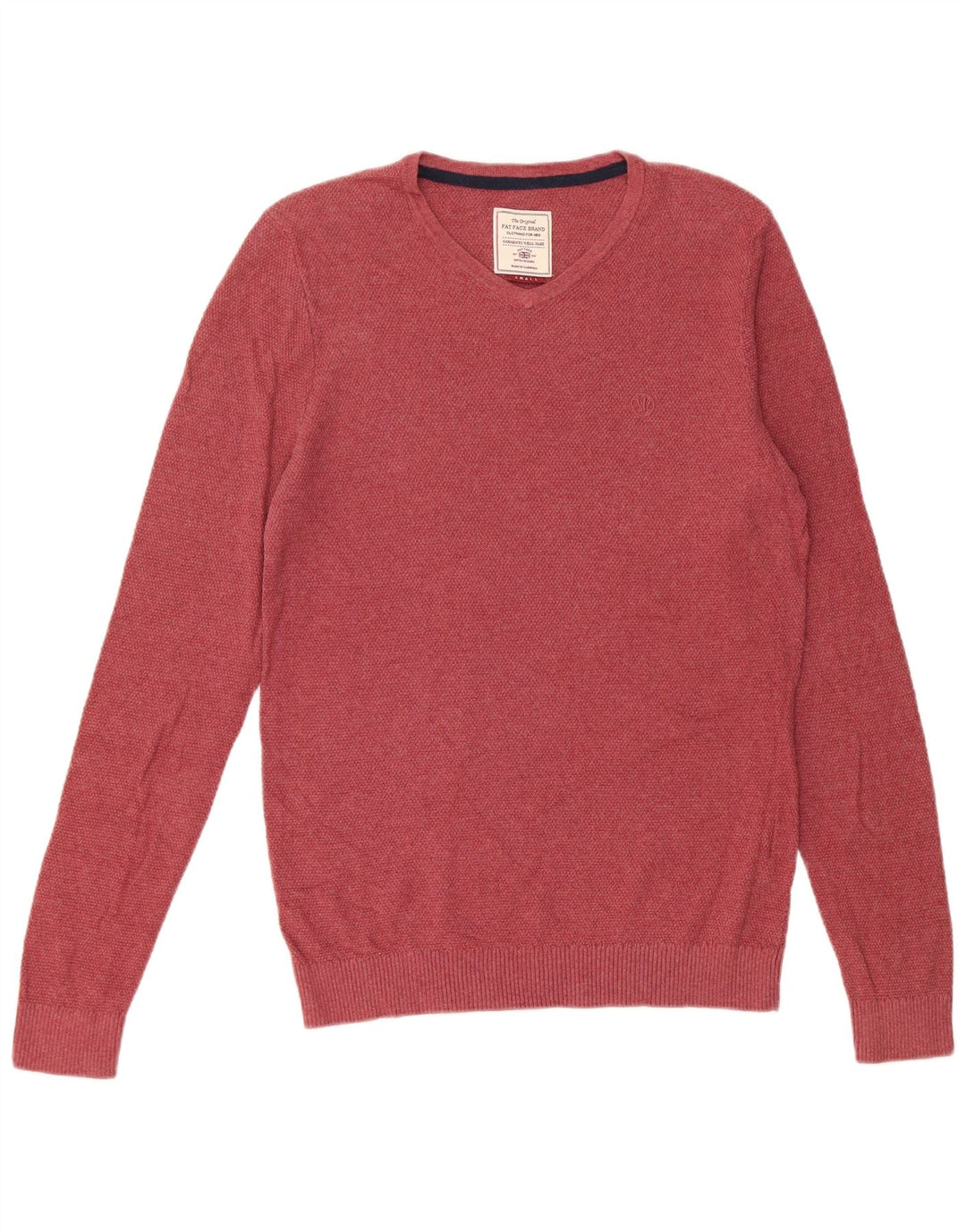 Fat Face Herre V-hals sweater lille rød bomuld