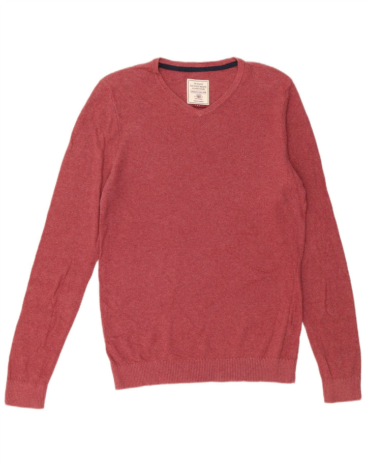 Fat Face Herre V-hals sweater lille rød bomuld