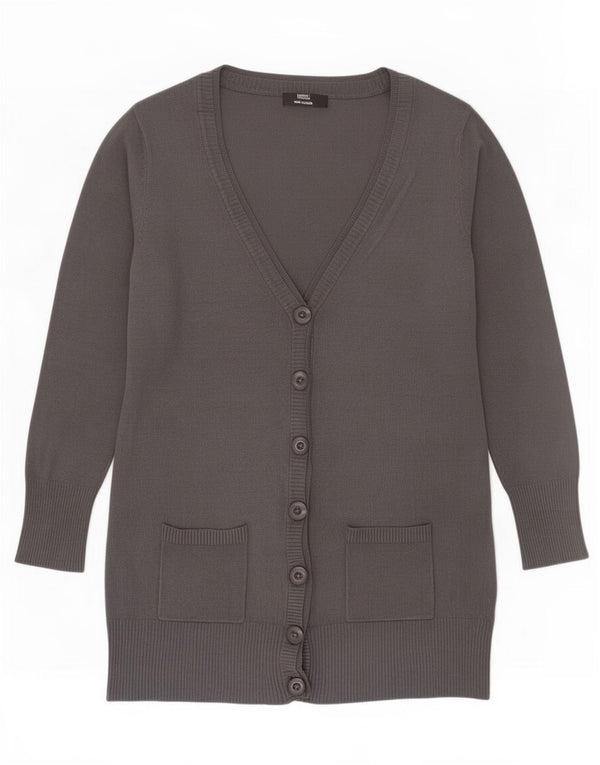 Marks & Spencer Womens Longline Cardigan Sweater UK 12 Medium Grey Viscose