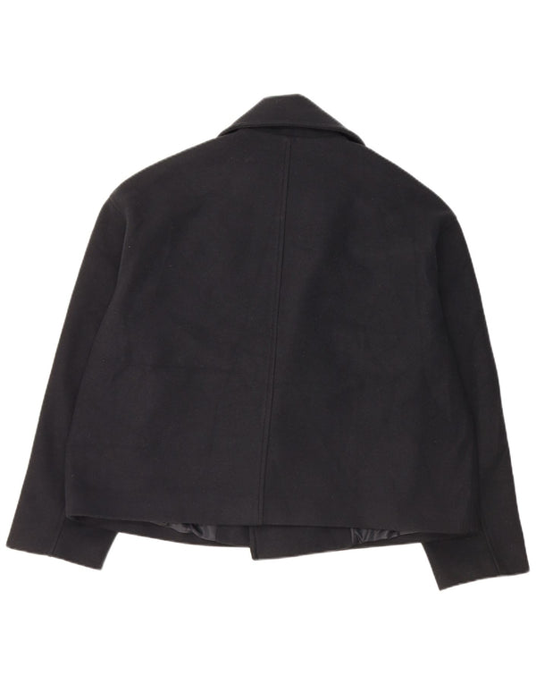 Zara Dame Oversized Pea Coat UK 14 Medium Navy Blue Polyester