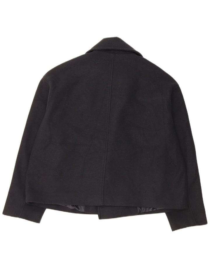 Zara Dame Oversized Pea Coat UK 14 Medium Navy Blue Polyester