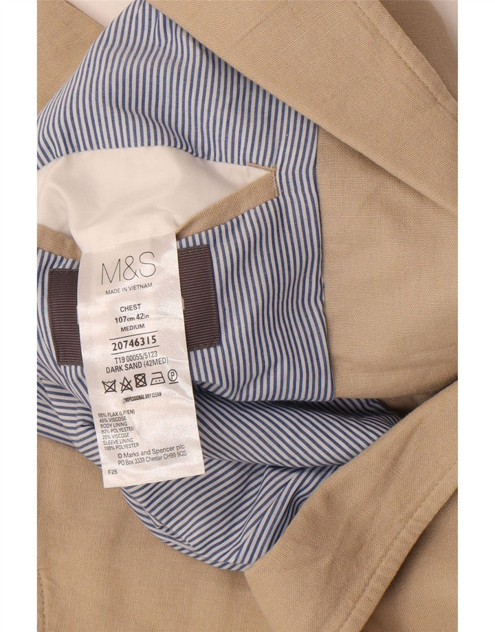 Marks & Spencer Herre 2-knaps blazerjakke UK 42 Large Beige Linen