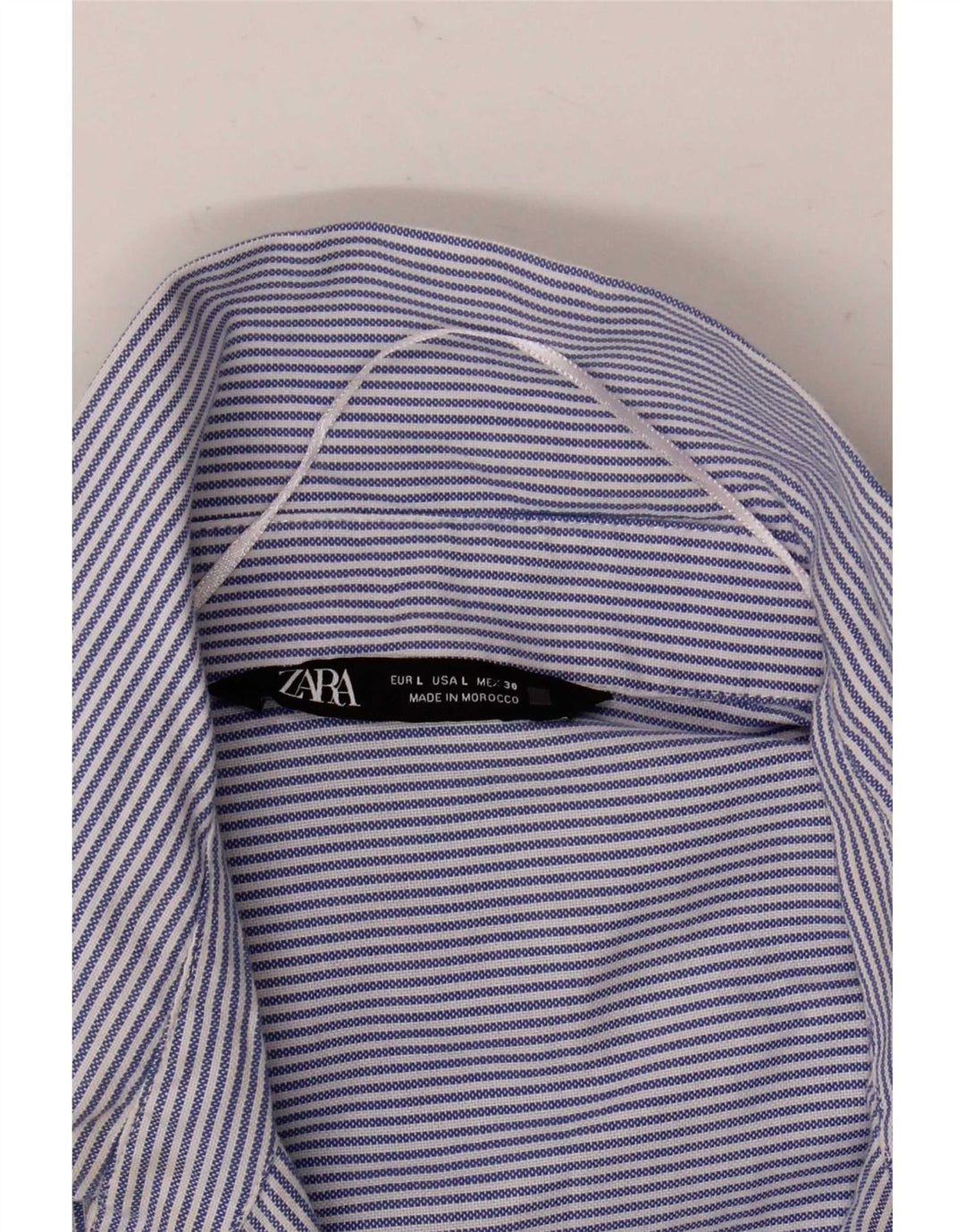 Zara Dame Oversized Shirt UK 16 Large Blue Pinstripe