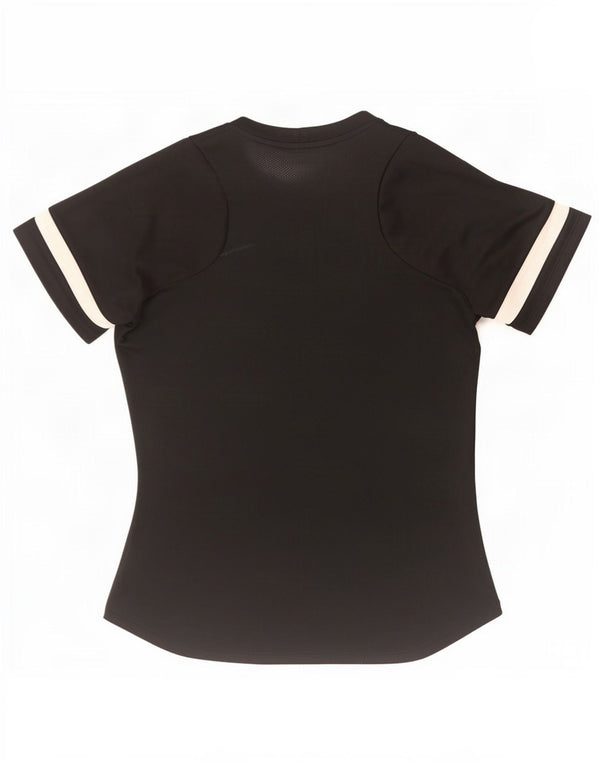 Nike Dame Dri Fit T-Shirt Top UK 10 Small Black Colourblock Polyester