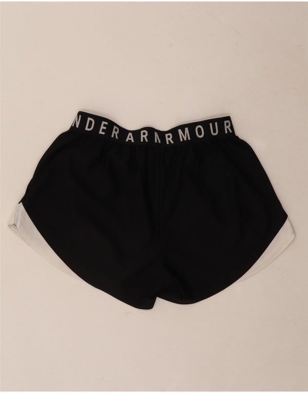 Under Armour Womens Heat Gear Sports Shorts UK 8 Small Black Colourblock
