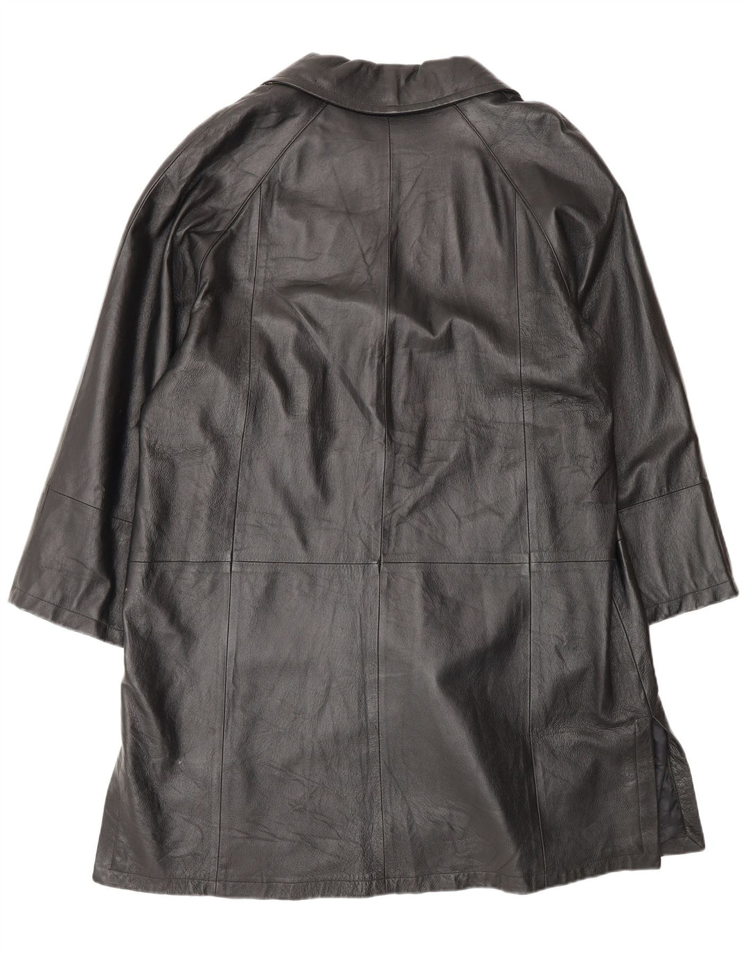 Vintage dameoversize læderfrakke IT 50 XL sort læder
