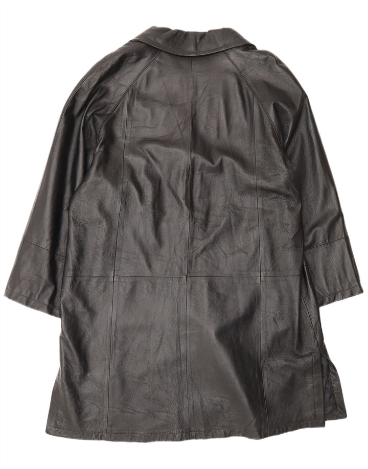 Vintage dameoversize læderfrakke IT 50 XL sort læder
