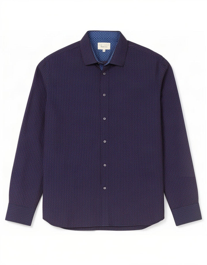 Ted Baker Herreskjorte str. 16 Large Marineblå Geometrisk Bomuld